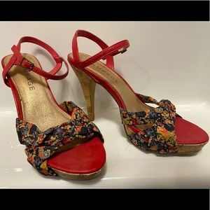 Floral and Pink high heels- size 8.5